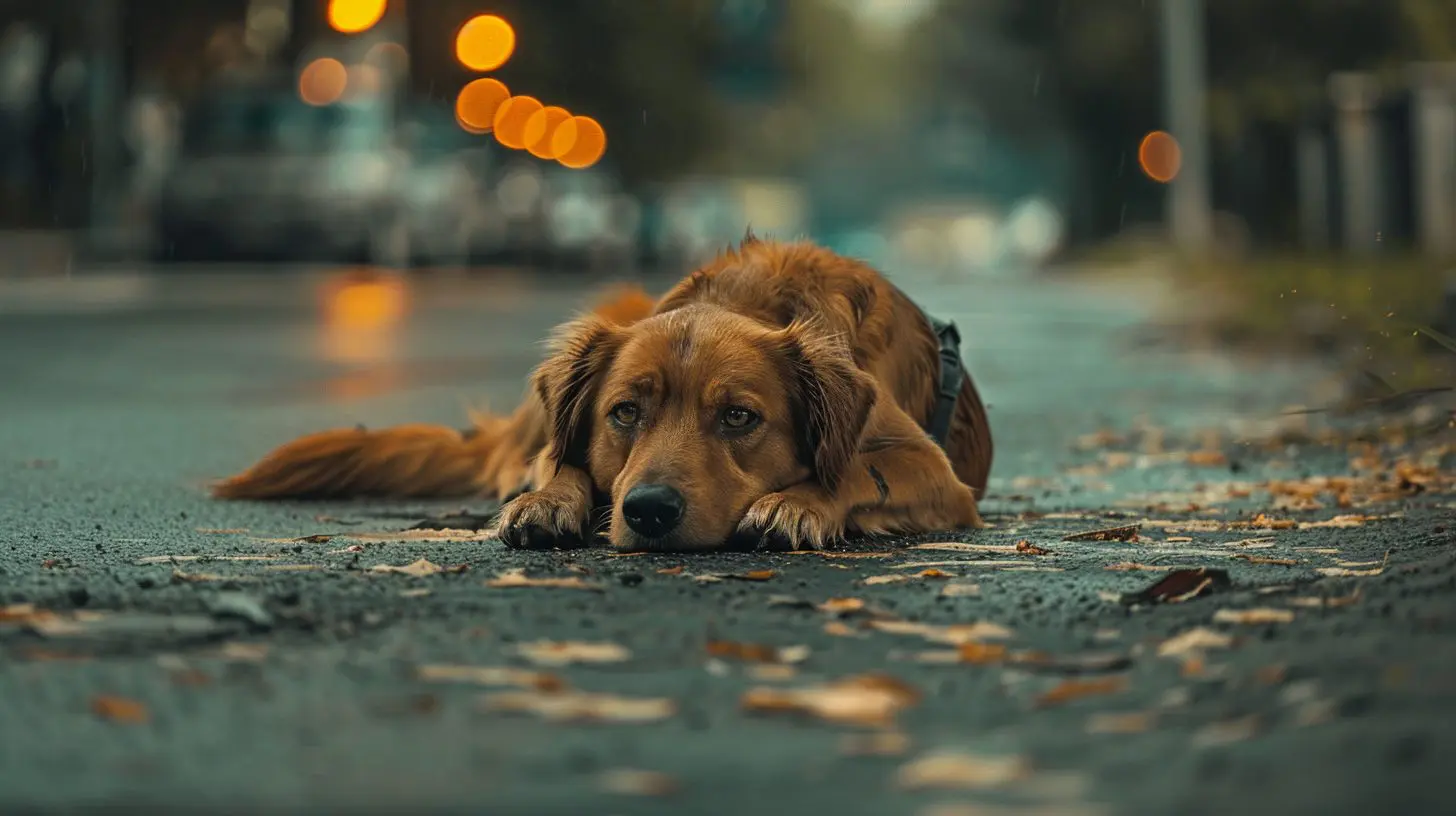 lost dog in the city feeling abandonned