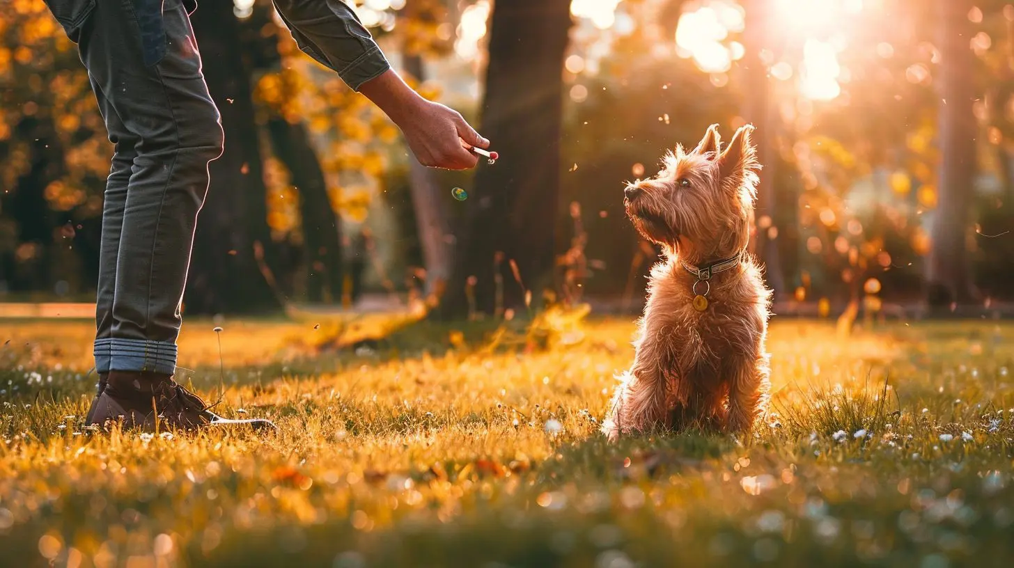 dog being trained with coercive methods by his master