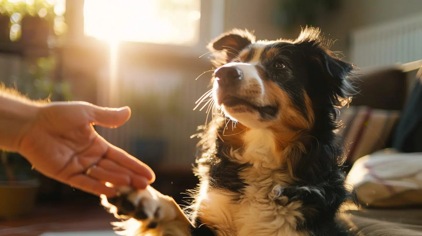 dog being trained to do tricks by his master
