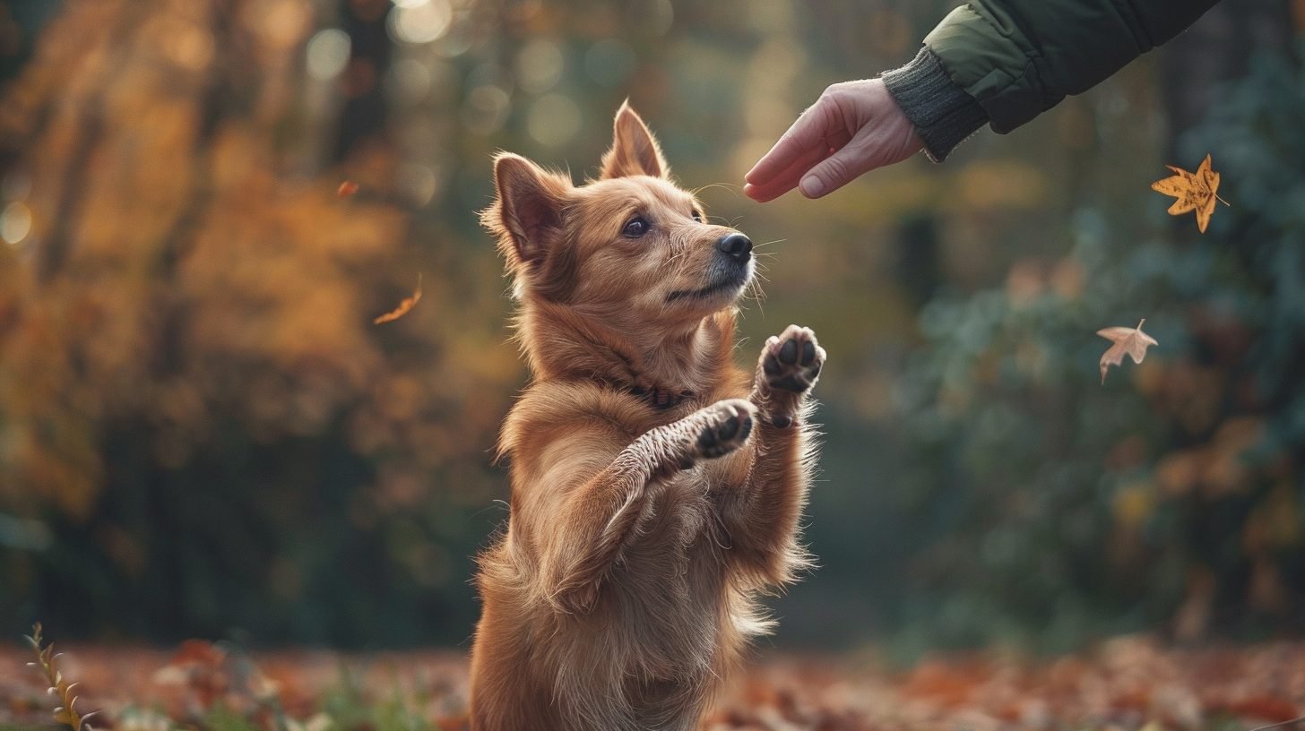 maître qui dit touche à son chien