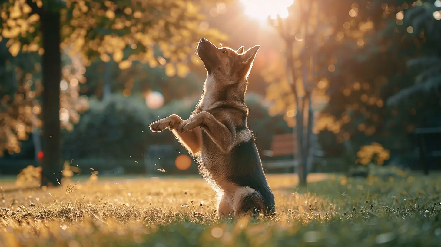 chien qui se met debout et fait le beau à la demande de son maître
