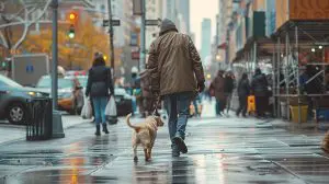 dog staying away from the road